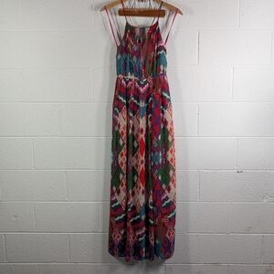 Maeve Dress Womens 2 Purple Green Multi Geometric Tarana Maxi Boho Lined